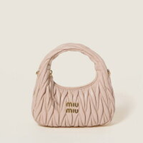 Miu Miu Wonder Matelassé Leather Hobo Bag Pink Beige - Picture 1 of 5